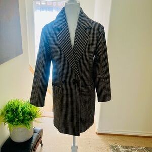 Evereve Black and Brown Checkered Pea Coat